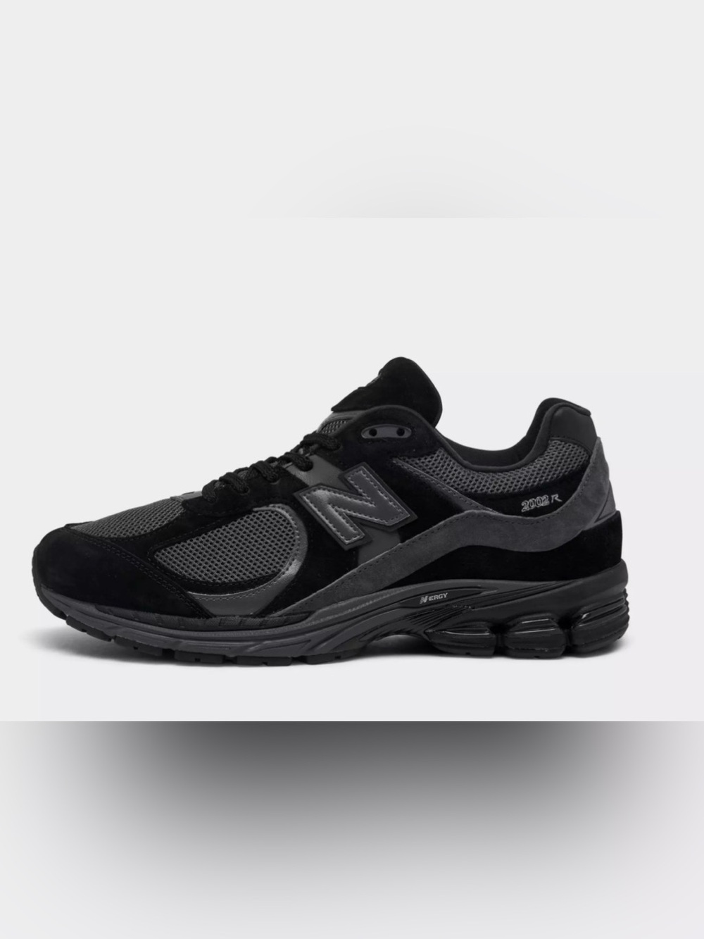 New Balance Men's 2002R Black & Grey Suede Mesh Sneaker